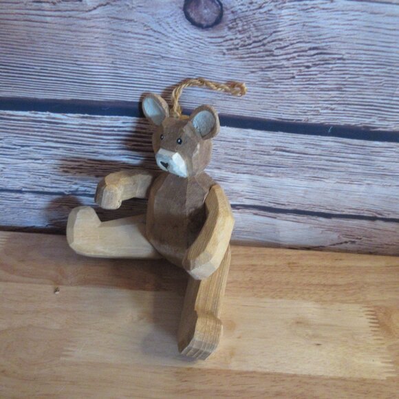 Handcrafted 9" Wooden Jointed Teddy Bear - Vintage - Picture 4 of 8